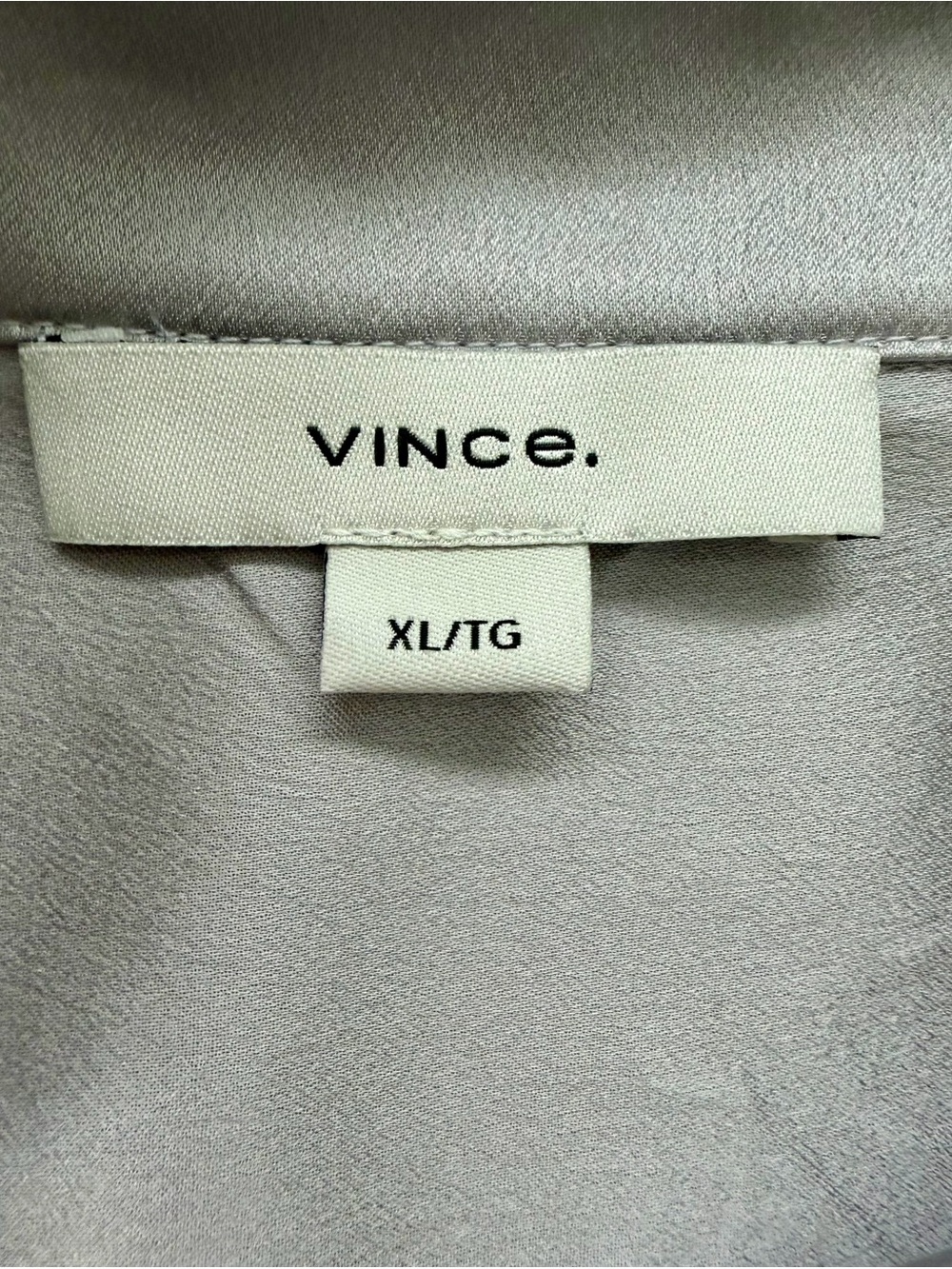 Vince 100% Silk Button-Down Shirt Silver New long sleeve Elegant Luxe Sz XL - Picture 12 of 14